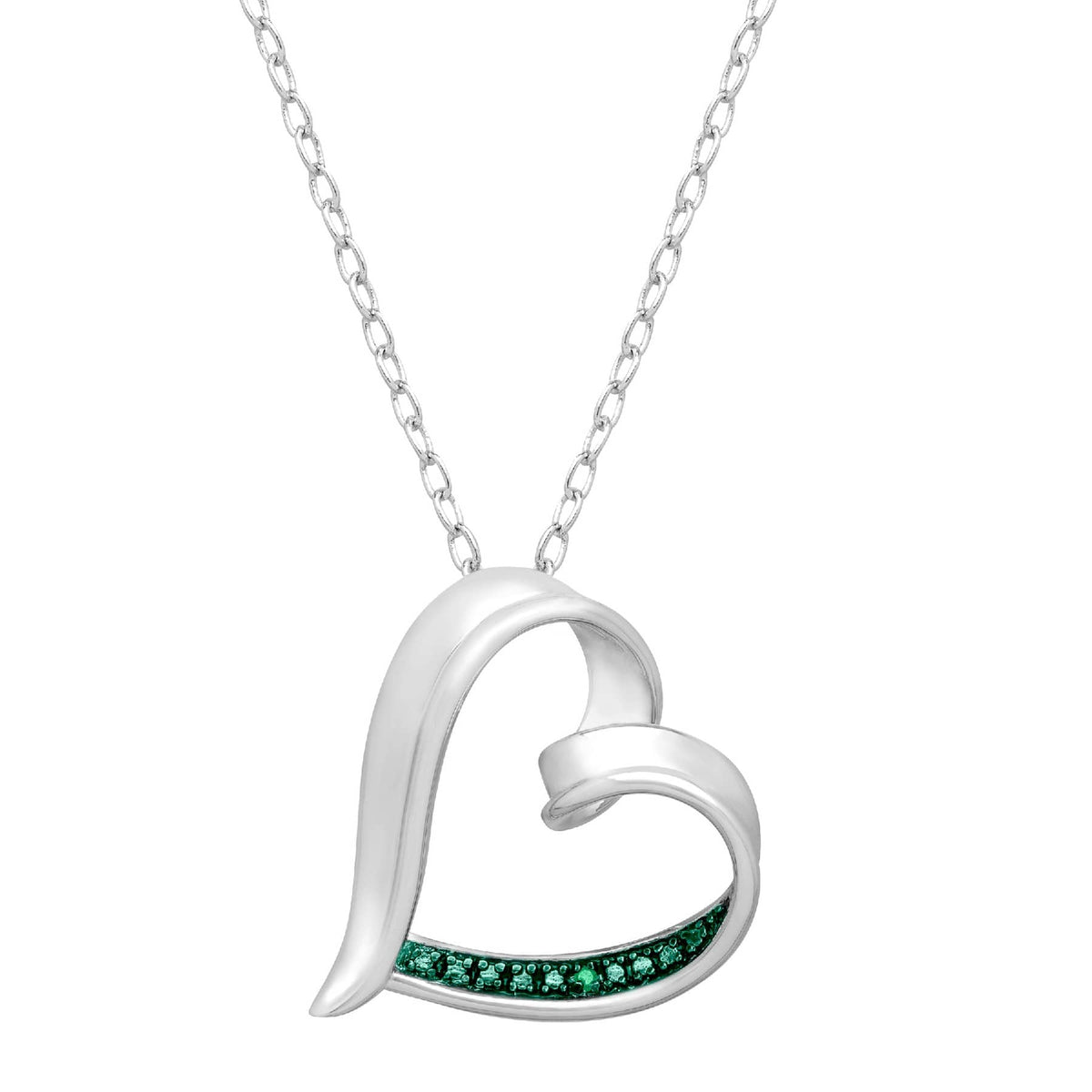 V3 Jewelry Genuine Blue Diamond Heart Pendant Sterling Silver