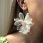 Black Polyster & Acrylic Goldtone Flower Huggie Earring