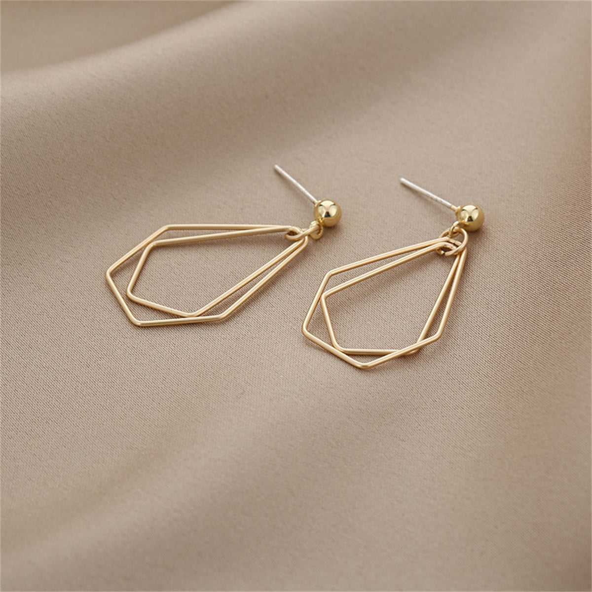 Goldtone Open Geometric Drop Earrings