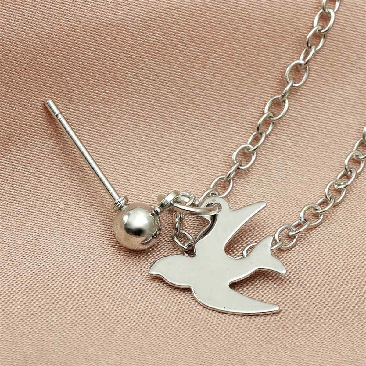 Acrylic & Silvertone Swallow Chain Ear Cuff