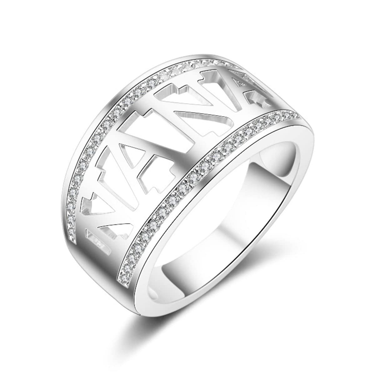 Cubic Zirconia & Silvertone 'Nana' Ring