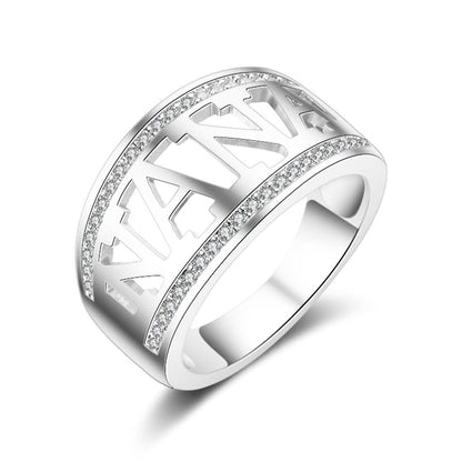 Cubic Zirconia & Silvertone 'Nana' Ring