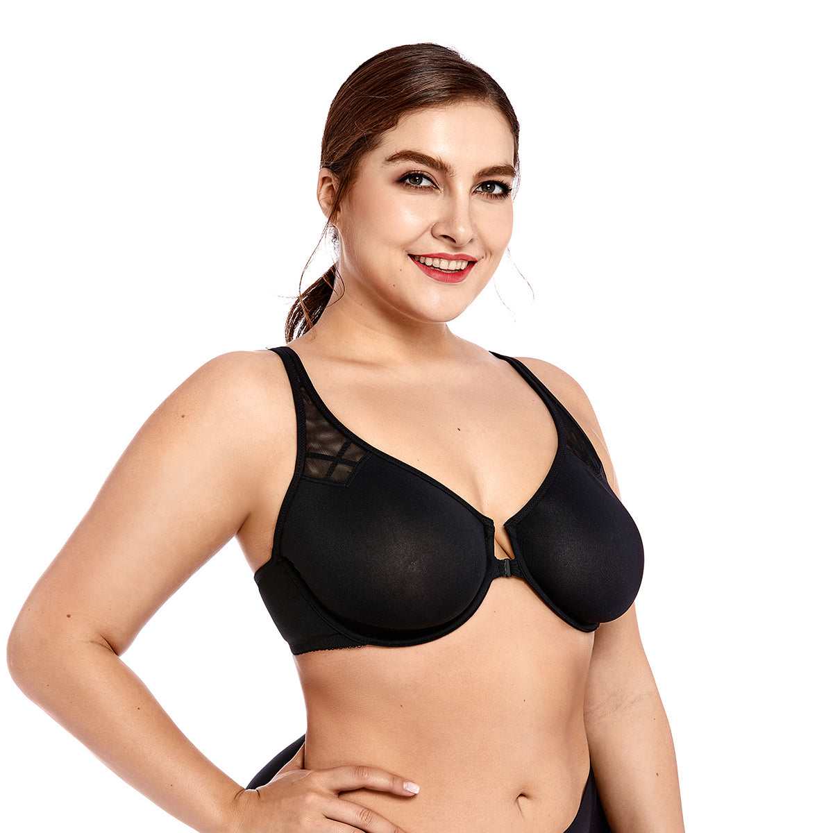 Front Closure Mesh Support Underwire Bra
