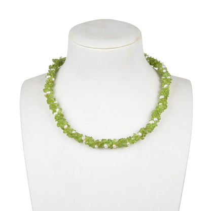 Natural Peridot and Freshwater Pearl Beaded Necklace