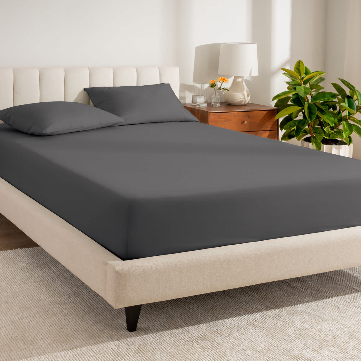 Bare Home Organic Cotton Fitted Sheet Grey