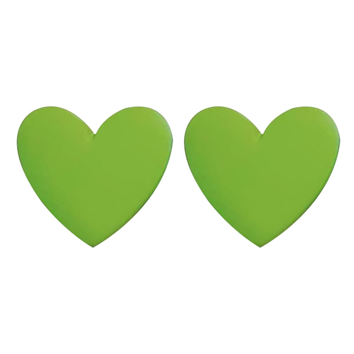 Green Acrylic & Silvertone Heart Stud Earrings