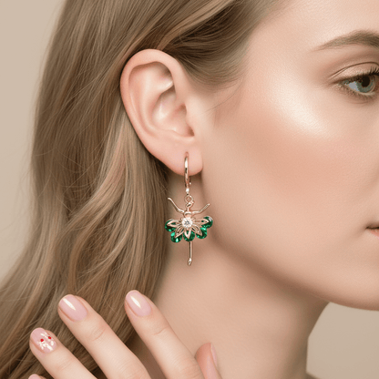 Emerald Crystal & Cubic Zirconia Goldtone Ballet Girl Huggie Earrings