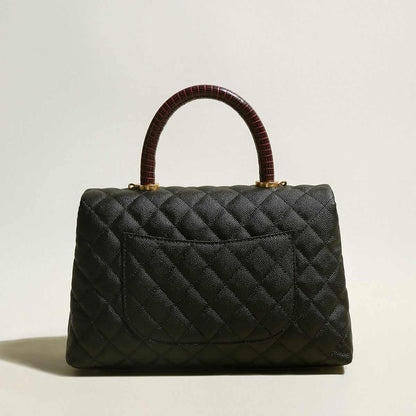 Black Quilted Chainstrap Top Handle