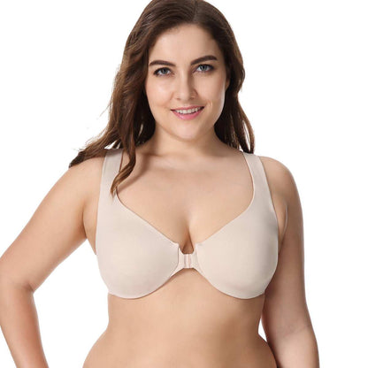 Front Closure Racerback Plus Size Underwire Bra