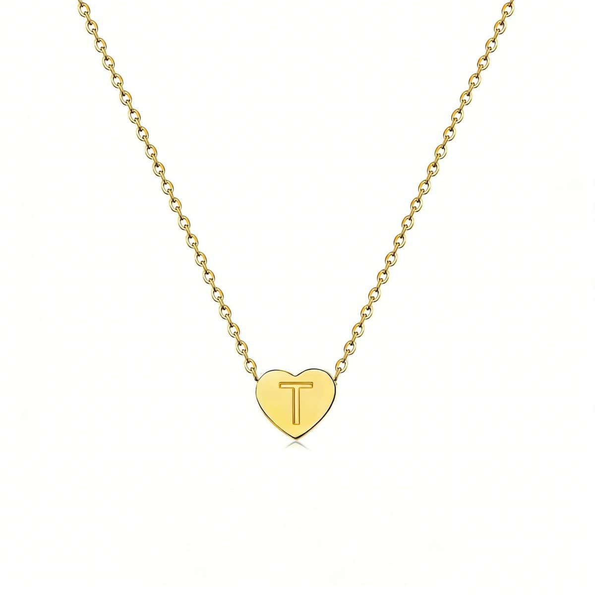 Dainty Initial Heart Necklace Personalized 26 Letters Available