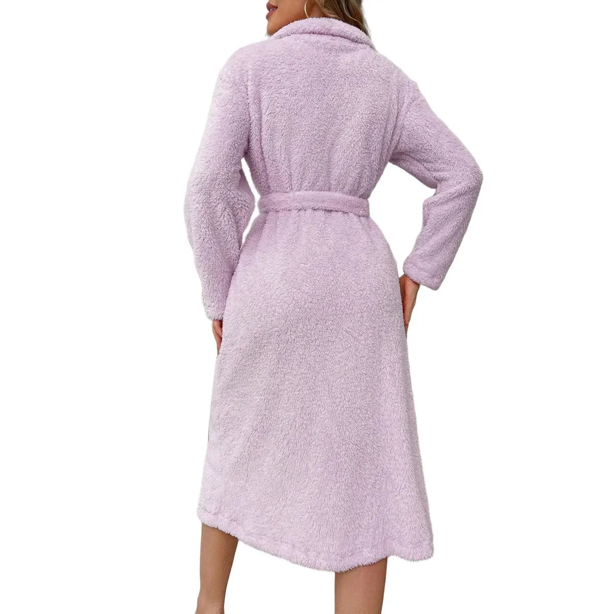 Women's Plush Heart Embroidered Bathrobe