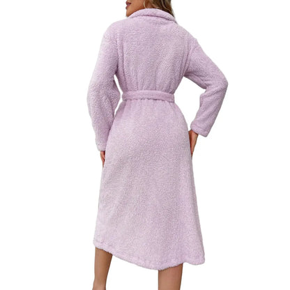 Women's Plush Heart Embroidered Bathrobe