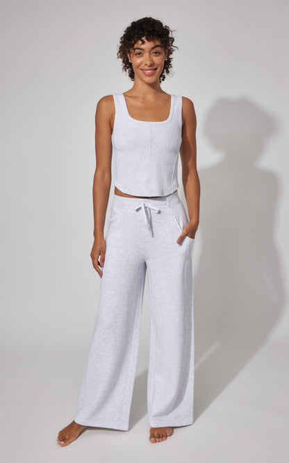 90 Degree by Reflex Terry Corset Tank & Fleece Wide Leg Pant Set