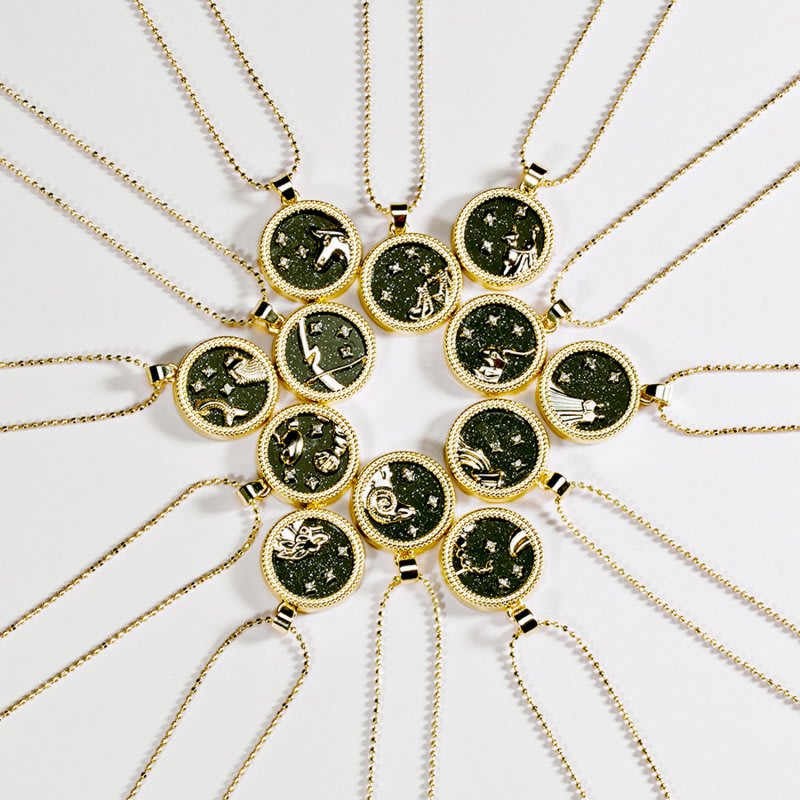 Crystal & 18K Goldtone Plated Zodiac Circular Set of 2 Pendant Necklaces - Taurus