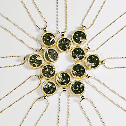 Crystal & 18K Goldtone Plated Zodiac Circular Set of 2 Pendant Necklaces - Taurus