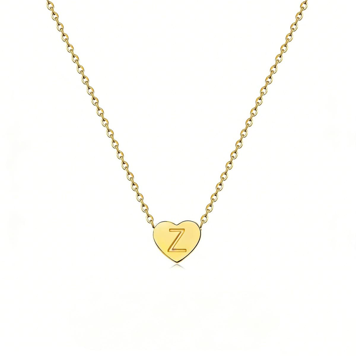 Dainty Initial Heart Necklace Personalized 26 Letters Available