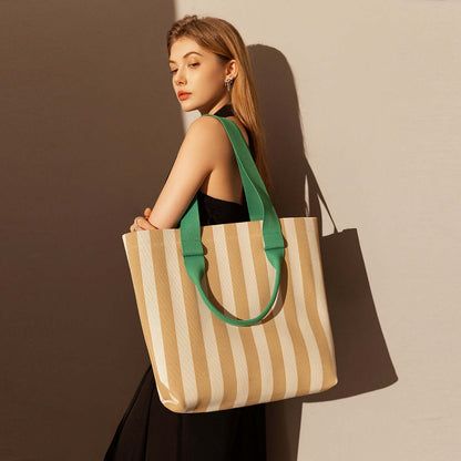 Retro Striped Canvas Tote Bag