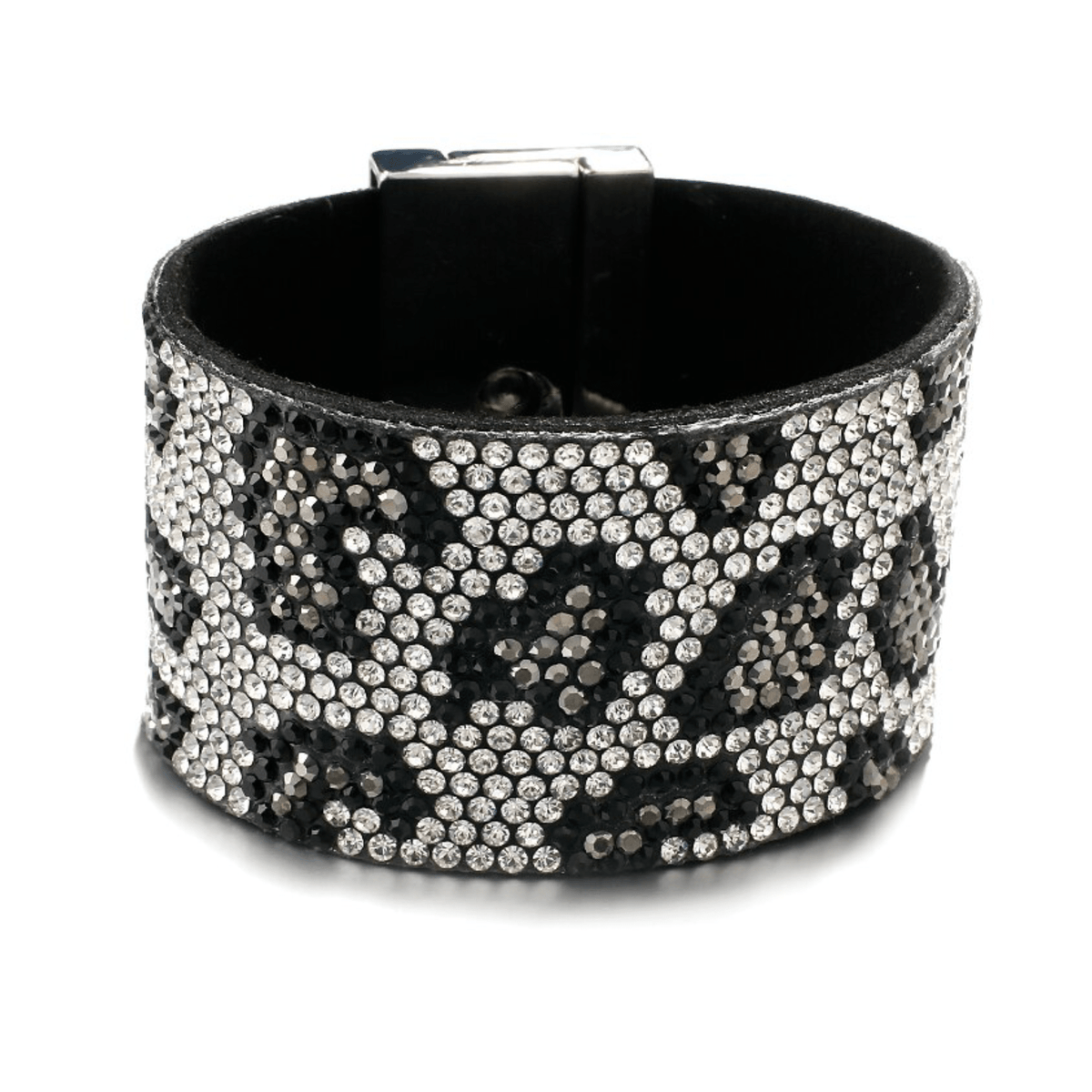 Don't AsK Black Crystal Pave Cheetah Faux Leather Bracelet
