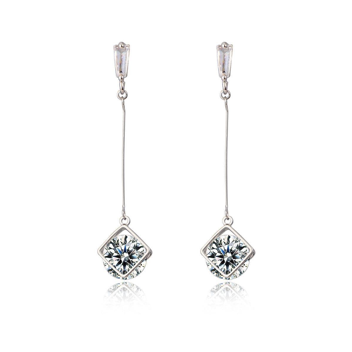 Crystal & Silvertone Round Drop Earrings