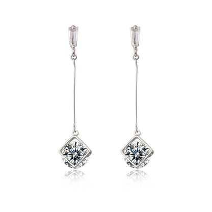Crystal & Silvertone Round Drop Earrings