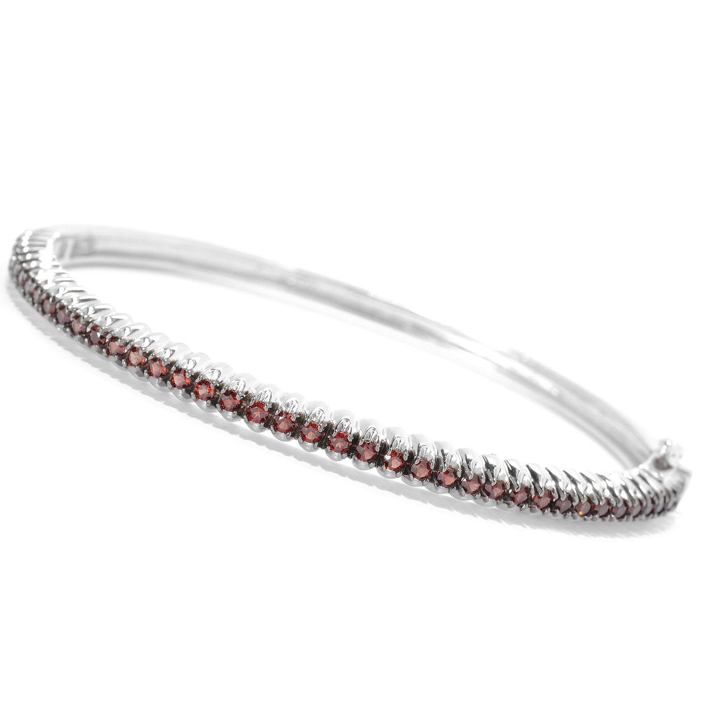1.80CT Natural Garnet Sterling Silver Bangle Bracelet