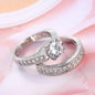 Crystal & Cubic Zirconia Silvertone  Round Ring & Pavé Band