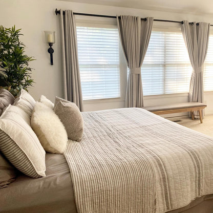 Farmhouse Stripe Reversible Cotton Quilt Set