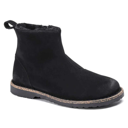 Birkenstock Women's Melrose Shearling Suede Leather Black Booties