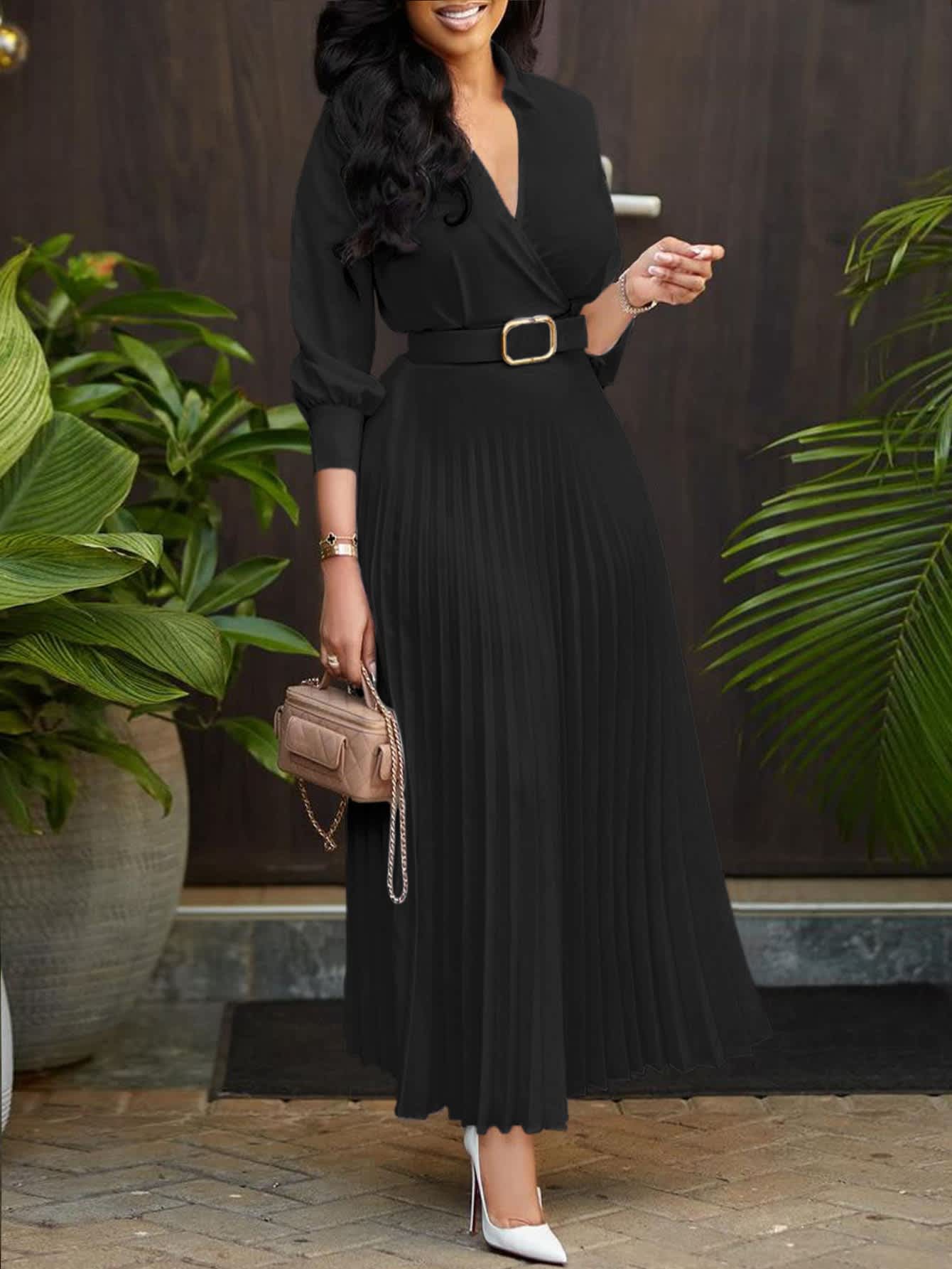 Chic YC Women's 3/4 Sleeve Flared A Line Dress