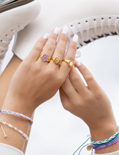 Elevated Faith White Enamel Gold Dove Ring