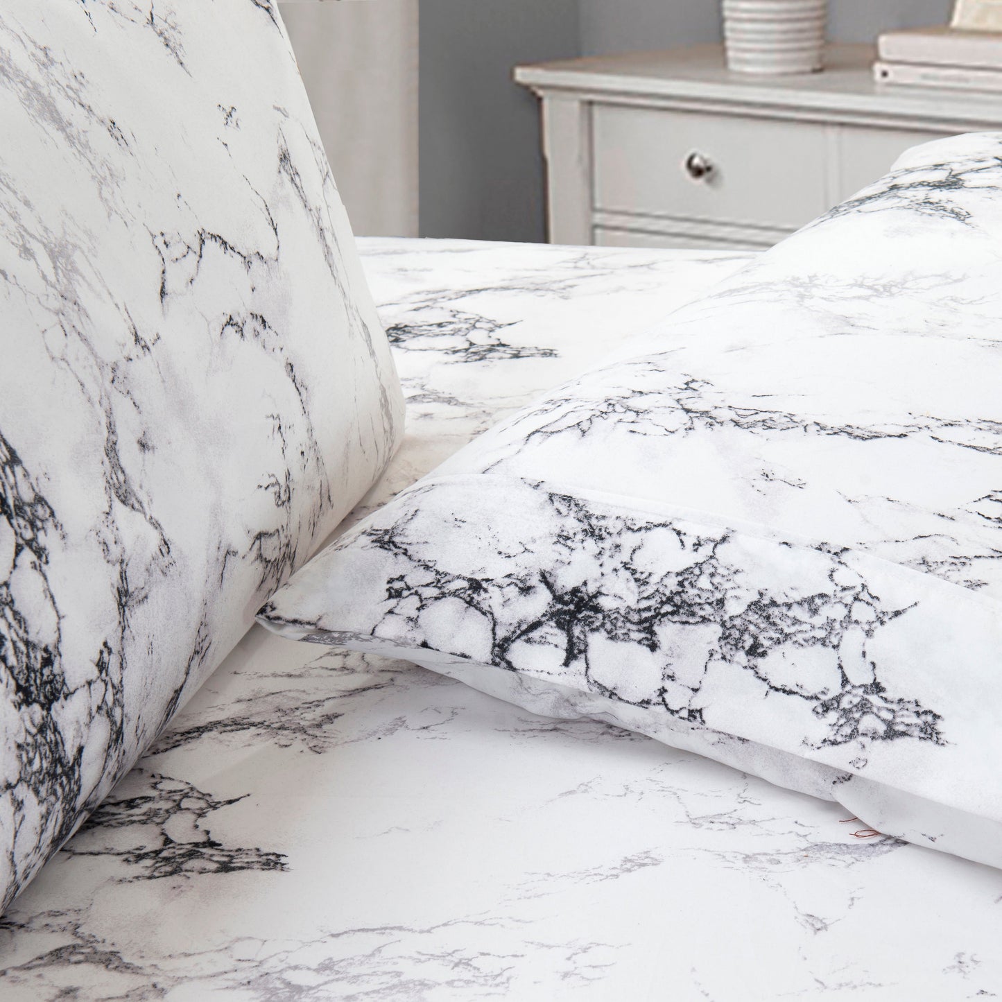 Elegant Comfort 6-Piece Marble Printed Pattern - Soft as a Hotel Premium Quality