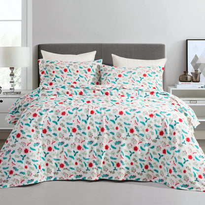 Elegant Comfort 4-Piece Holiday Christmas Velvet Plush Flannel Sheet Set