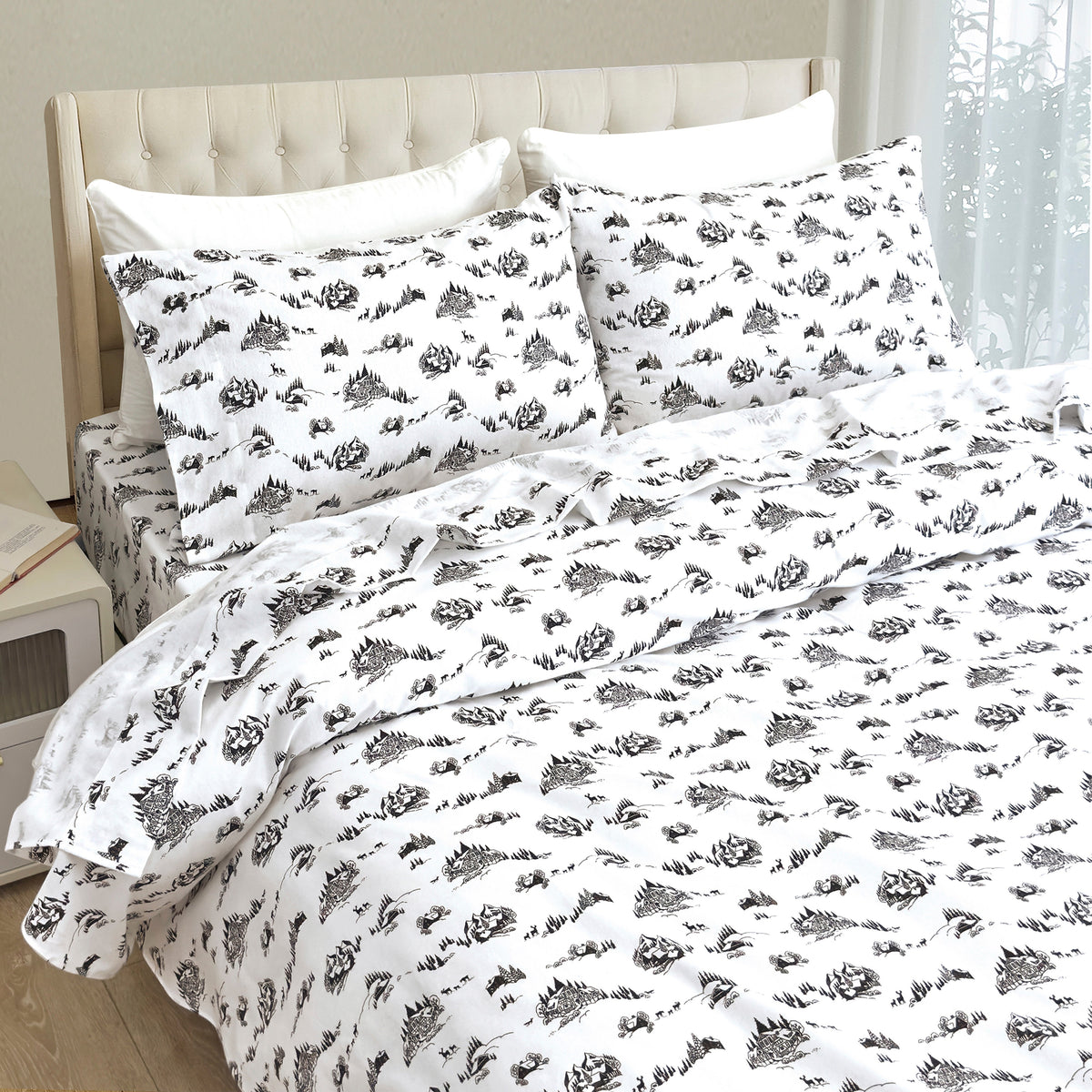 Elegant Comfort 4-Piece Holiday Cotton Flannel Sheet Set - 100% Turkish Cotton
