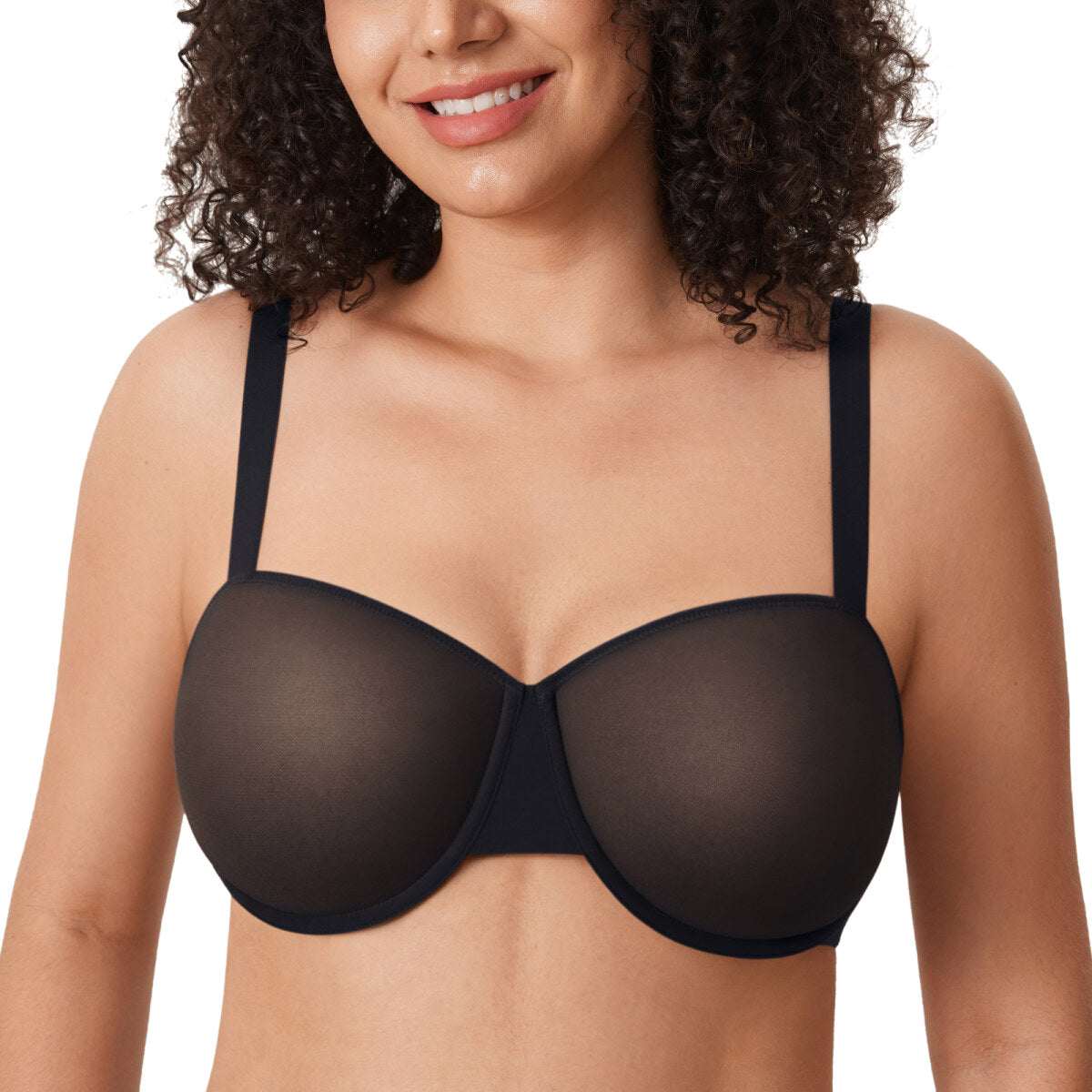 Cosnufy Sheer Mesh Balconette Bra