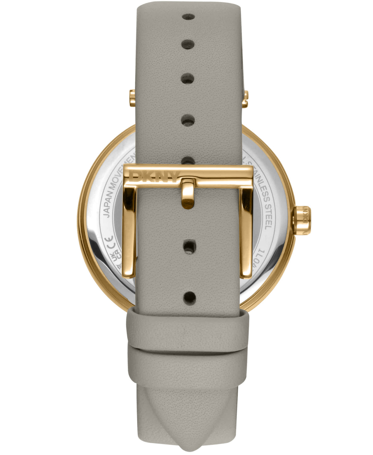 Dkny Women Watch, Gold Color Case, Silver White Dial, Grey Leather Strap, 3 Hands, 5 Atm