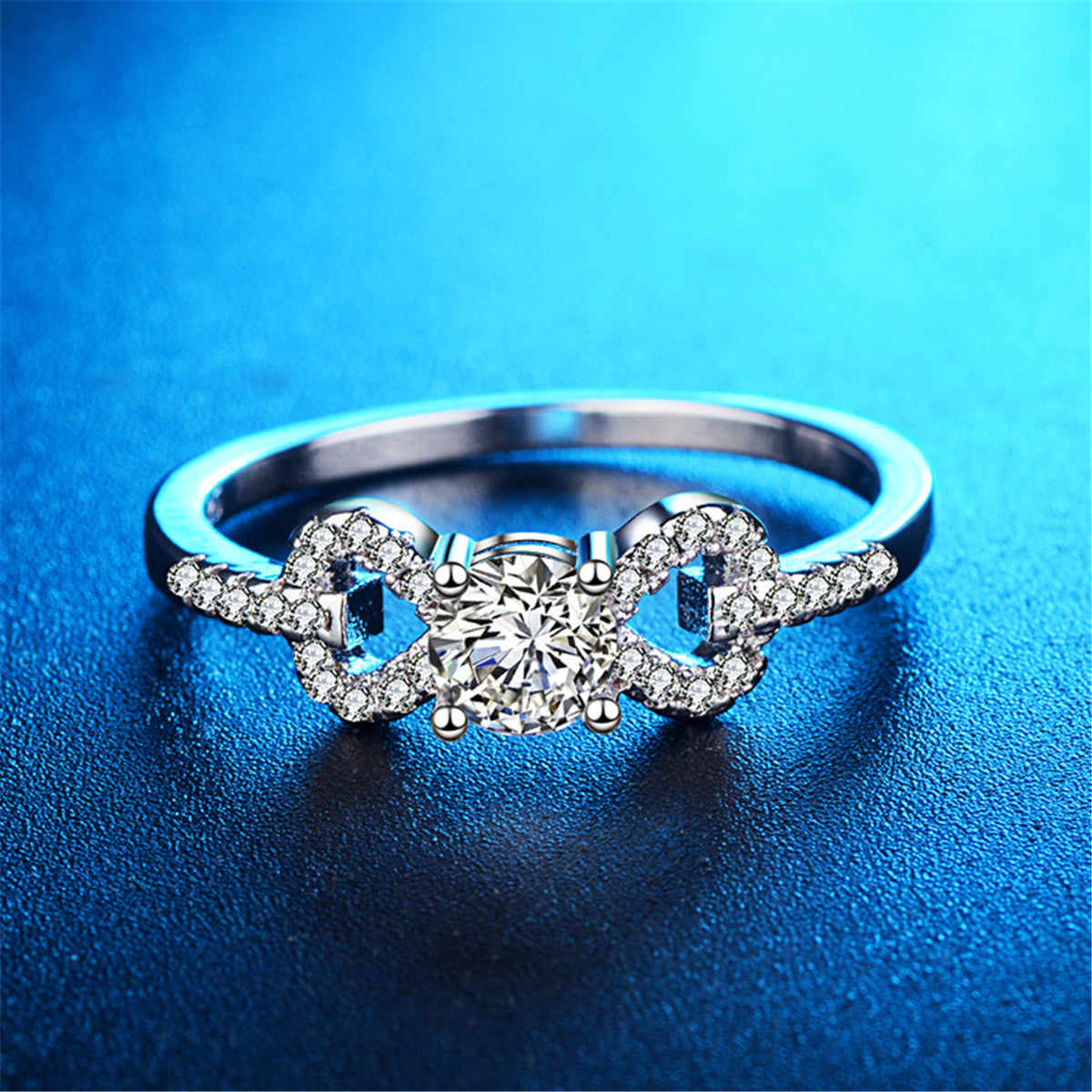 Crystal & Silvertone Bow Ring