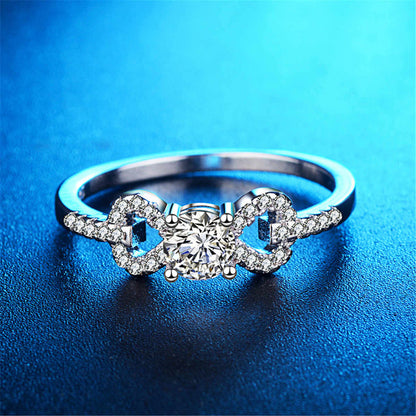 Crystal & Silvertone Bow Ring