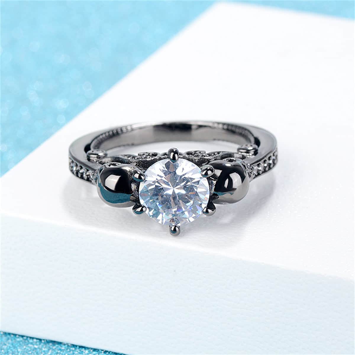 Crystal & Cubic Zirconia Skull Ring