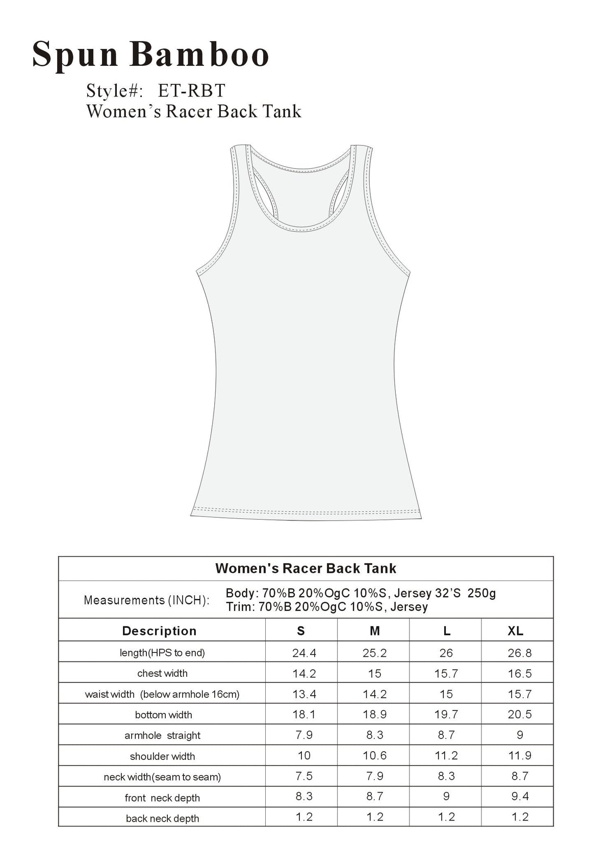 Clearance Women's Bamboo/Cotton Racer Back Tank Top