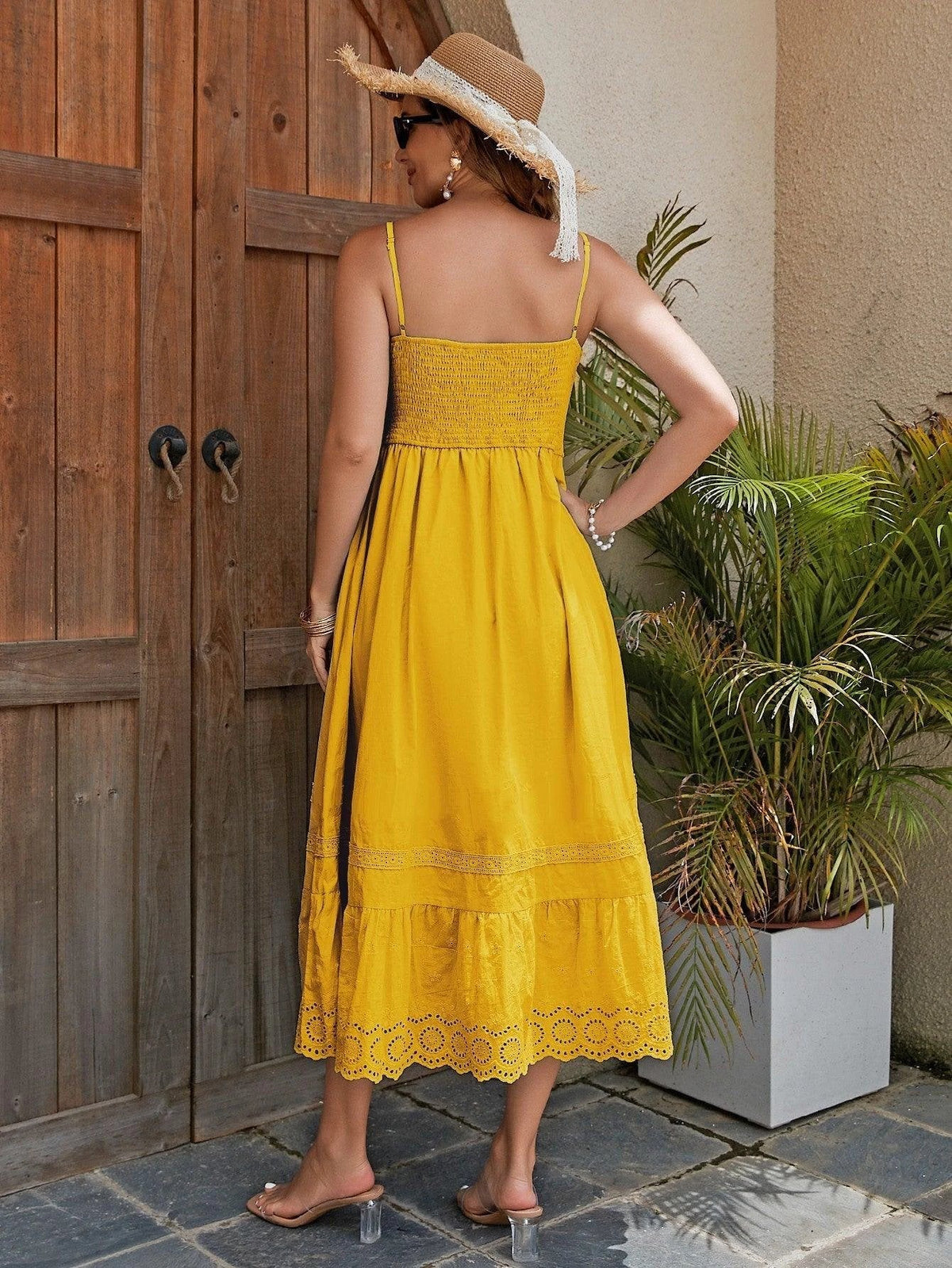 French Style Cotton Maxi Dress - Elegant Summer Charm