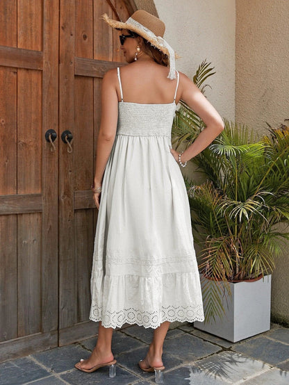 French Romantic Cotton Maxi Dress - Summer Elegance