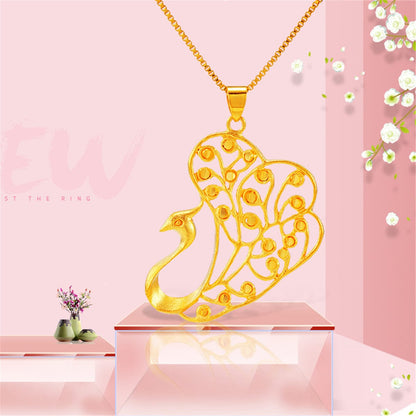 24k Goldtone Open Peacock Pendant Necklace