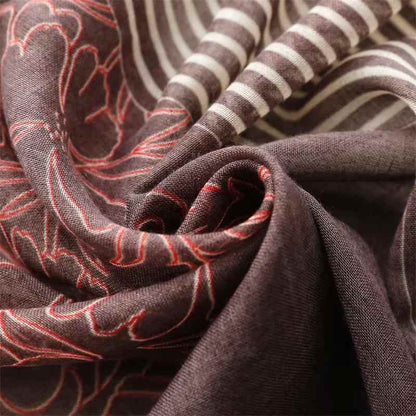 Elegant Multi-Pattern Tassel Scarf in Earthy Tones