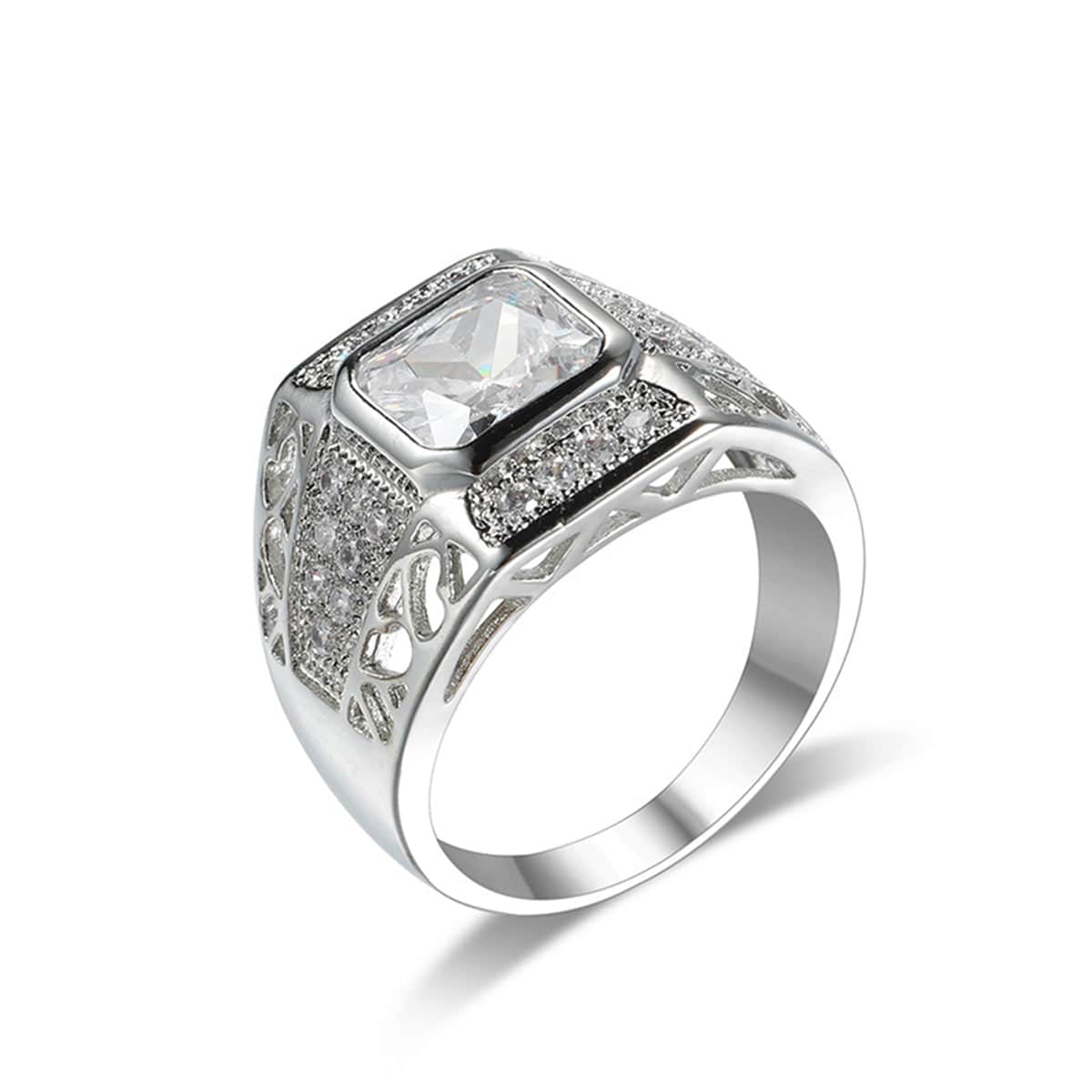 Crystal & Cubic Zirconia Openwork Bezel Cushion-Cut Ring
