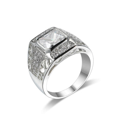 Crystal & Cubic Zirconia Openwork Bezel Cushion-Cut Ring