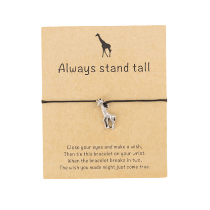 Black & Silvertone Giraffe 'stand Tall' Adjustable Bracelet