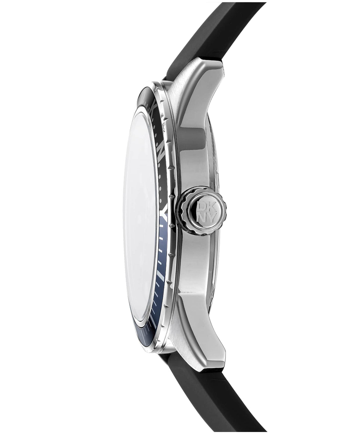 Dkny Men Watch, Silver Color Case, Black Dial, Black Silicone Strap, 3 Hands Date, 10 Atm