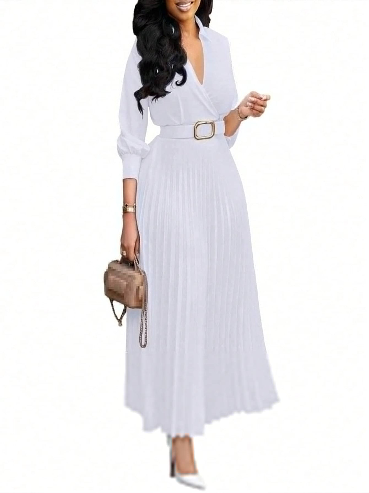 Chic YC Women's 3/4 Sleeve Flared A Line Dress