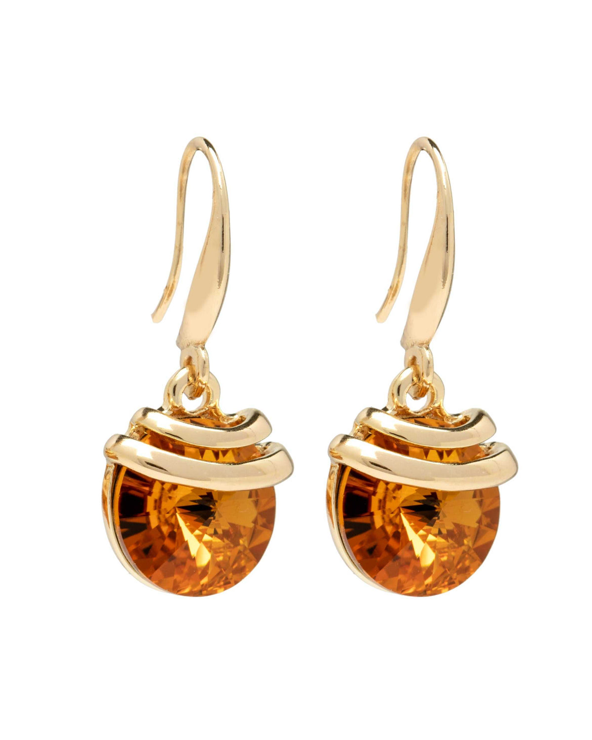 Gold Topaz Swarovski Crystal Earrings – Gold Spring Drop Crystal Earrings