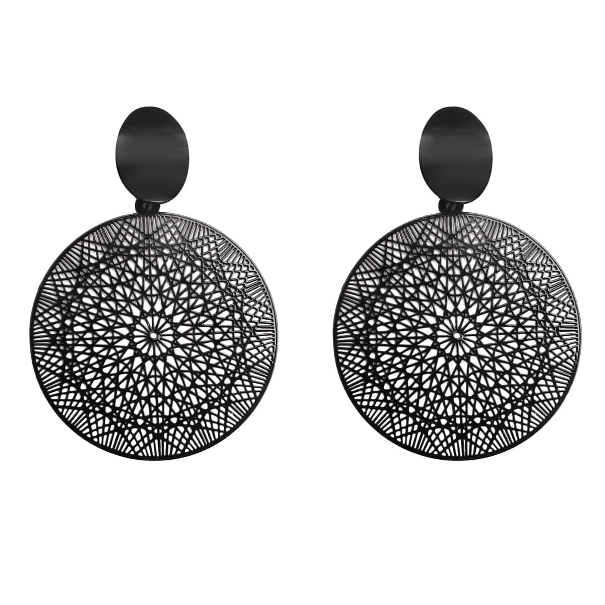 Black Celestial Plate Drop Earrings